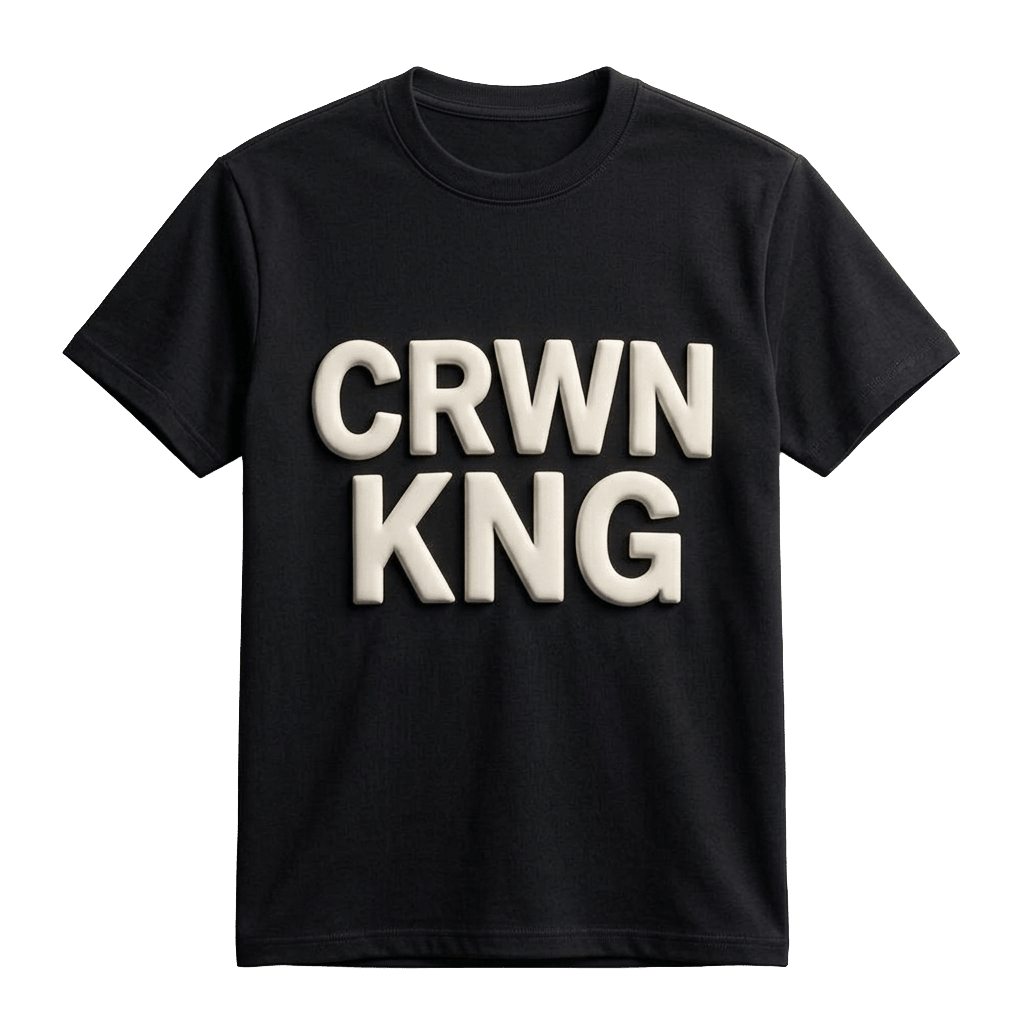 CRWN KNG" 3D Puffy Print Streetwear Tee by Crwnkng T-Shirts