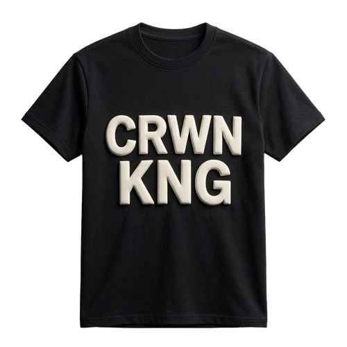 CRWN KNG" 3D Puffy Print Streetwear Tee by Crwnkng T-Shirts