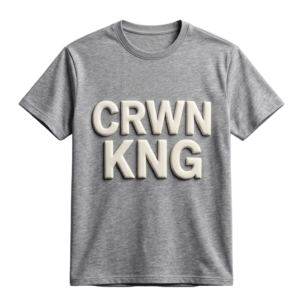 CRWN KNG" 3D Puffy Print Streetwear Tee by Crwnkng T-Shirts