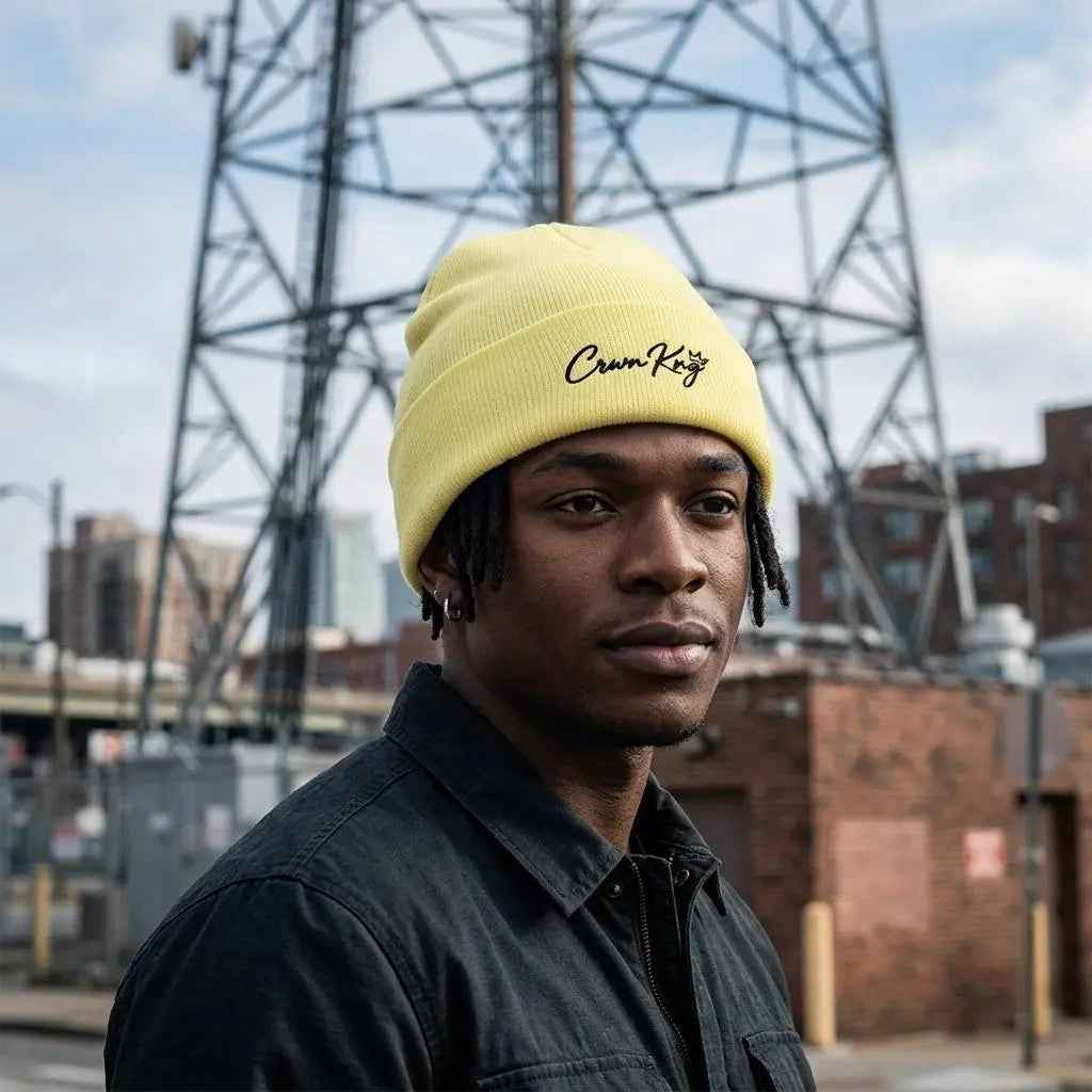 CrwnKng Acrylic Embroidery Knit Hat by Crwnkng Beanies