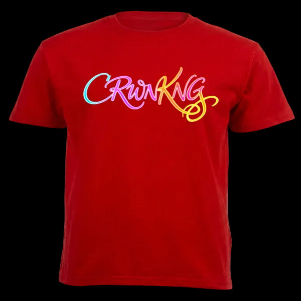 CrwnKng Signature Neon Script Heavyweight Tee (220g) by CRWN KNG T-Shirts